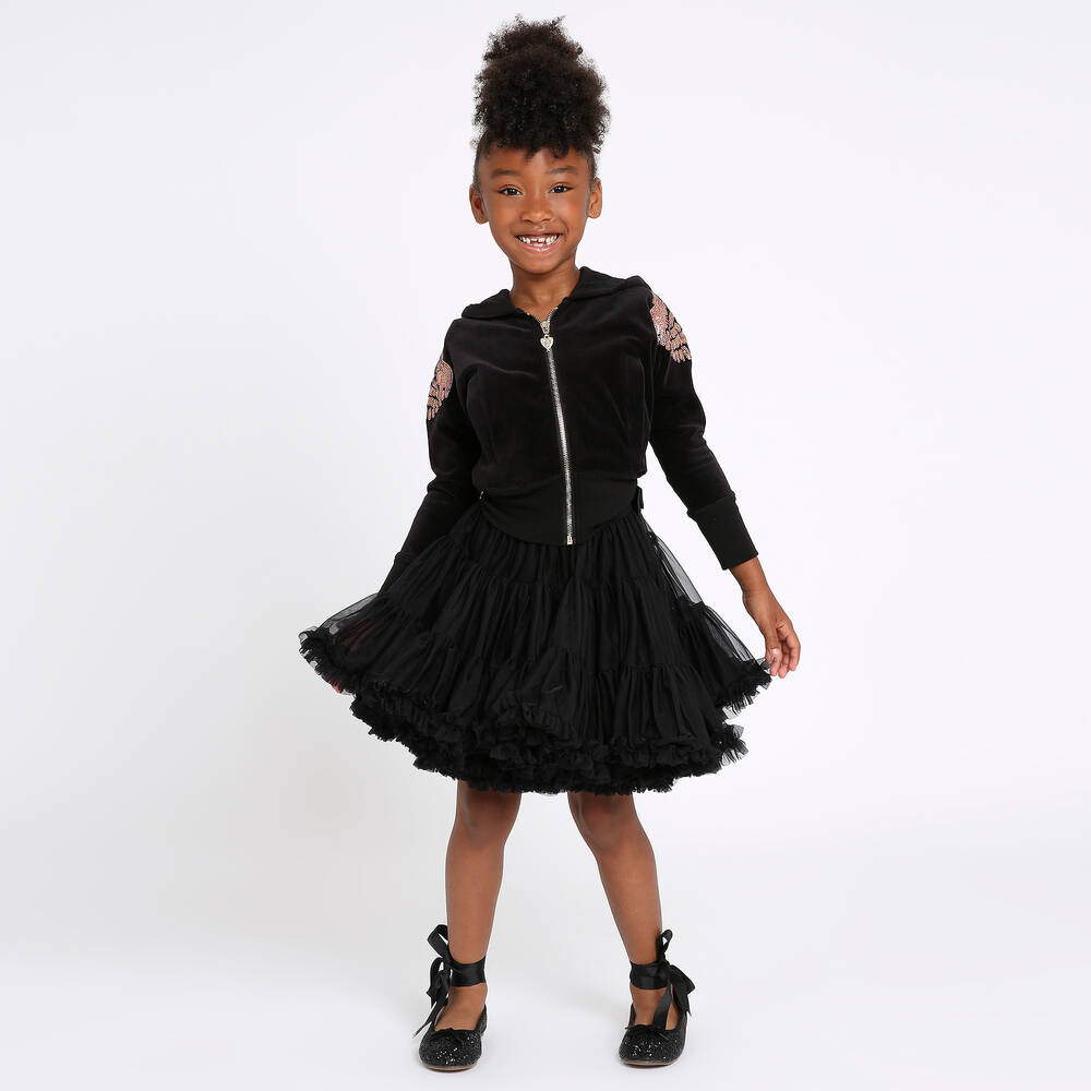 Angel's Face-Черный топ на молнии с крыльями для девочек | Childrensalon Outlet