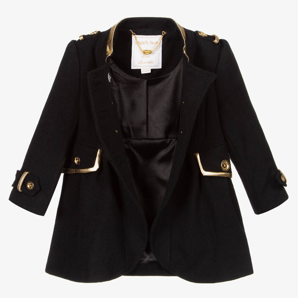 Angel's Face-Girls Black Wool Coat | Childrensalon Outlet