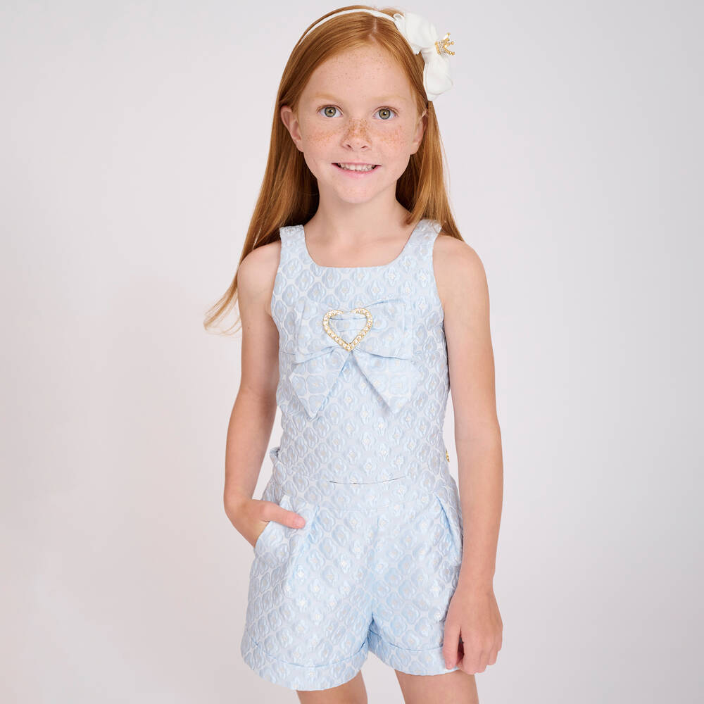 Angel's Face-Голубая укороченная блузка из парчи | Childrensalon Outlet