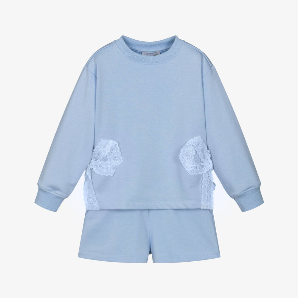 Angel's Face-Синий комплект с шортами и бантами для девочек | Childrensalon Outlet