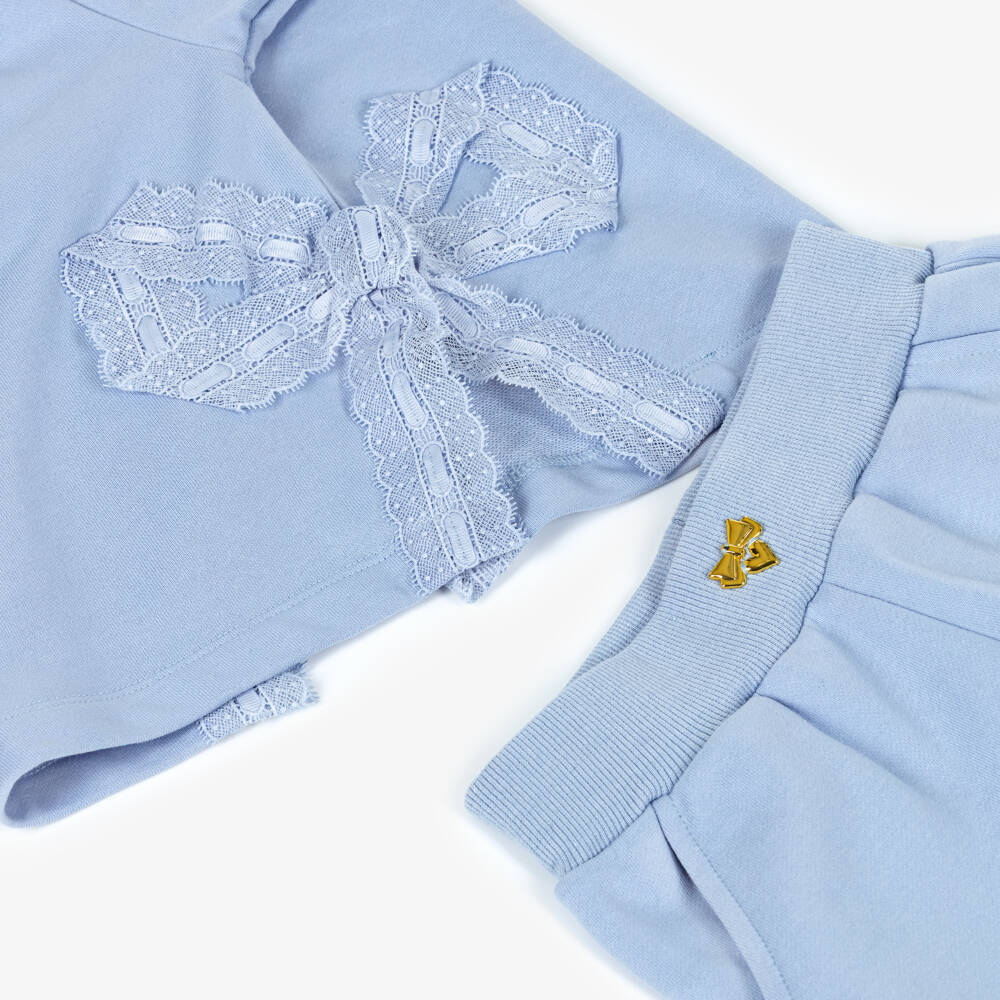 Angel's Face-Синий комплект с шортами и бантами для девочек | Childrensalon Outlet