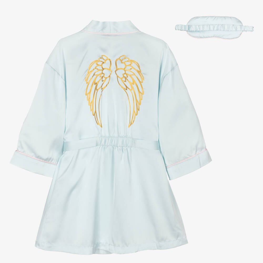 Angel's Face-Голубой халат и маска для сна для девочек | Childrensalon Outlet