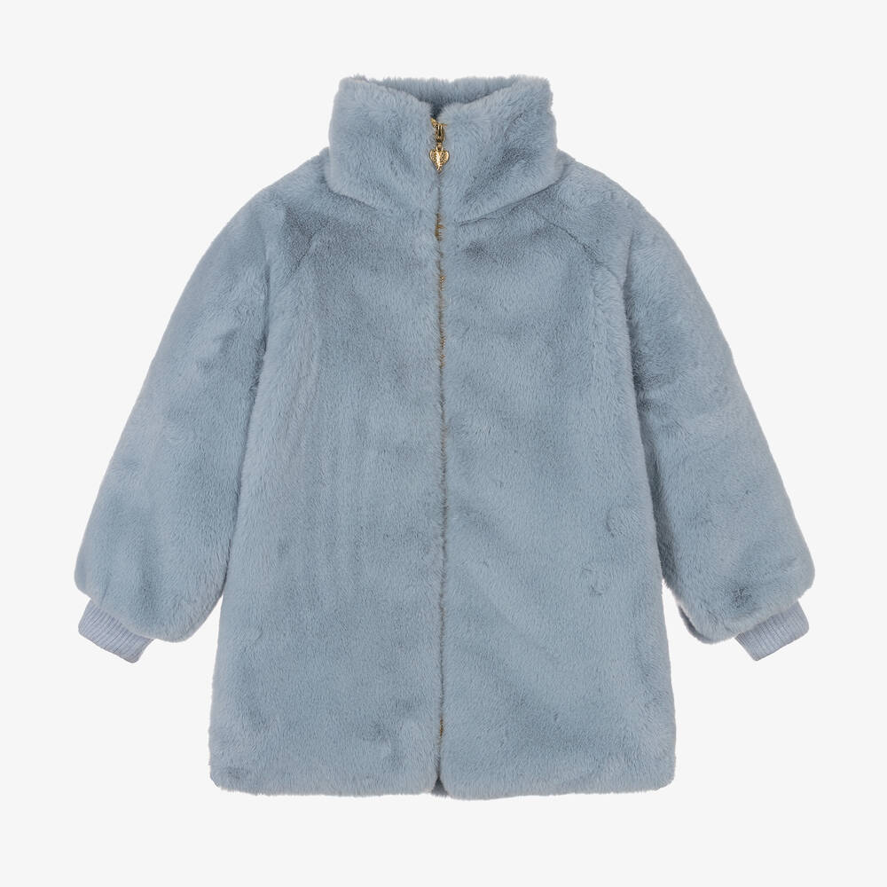 Angel's Face - Manteau bleu en fausse fourrure | Childrensalon