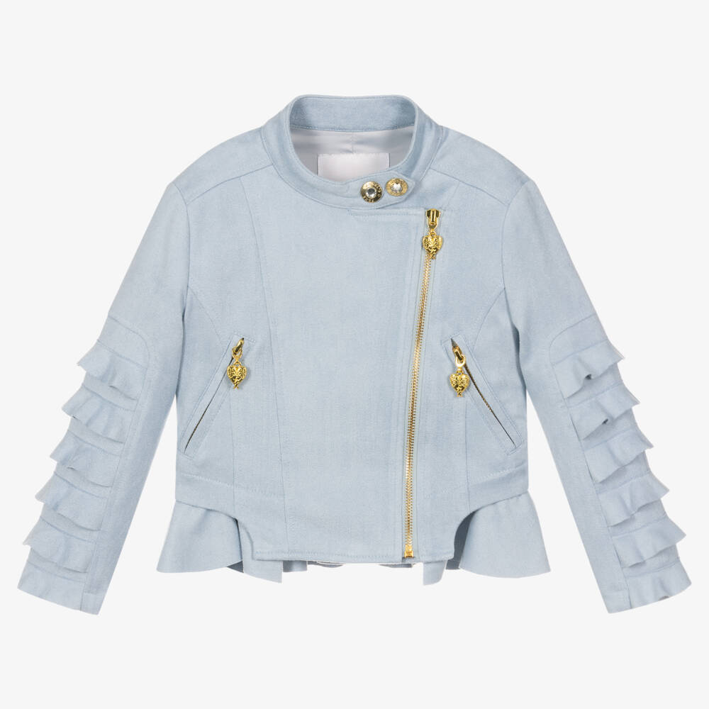 Angel's Face-Girls Blue Faux Suede Biker Jacket | Childrensalon Outlet