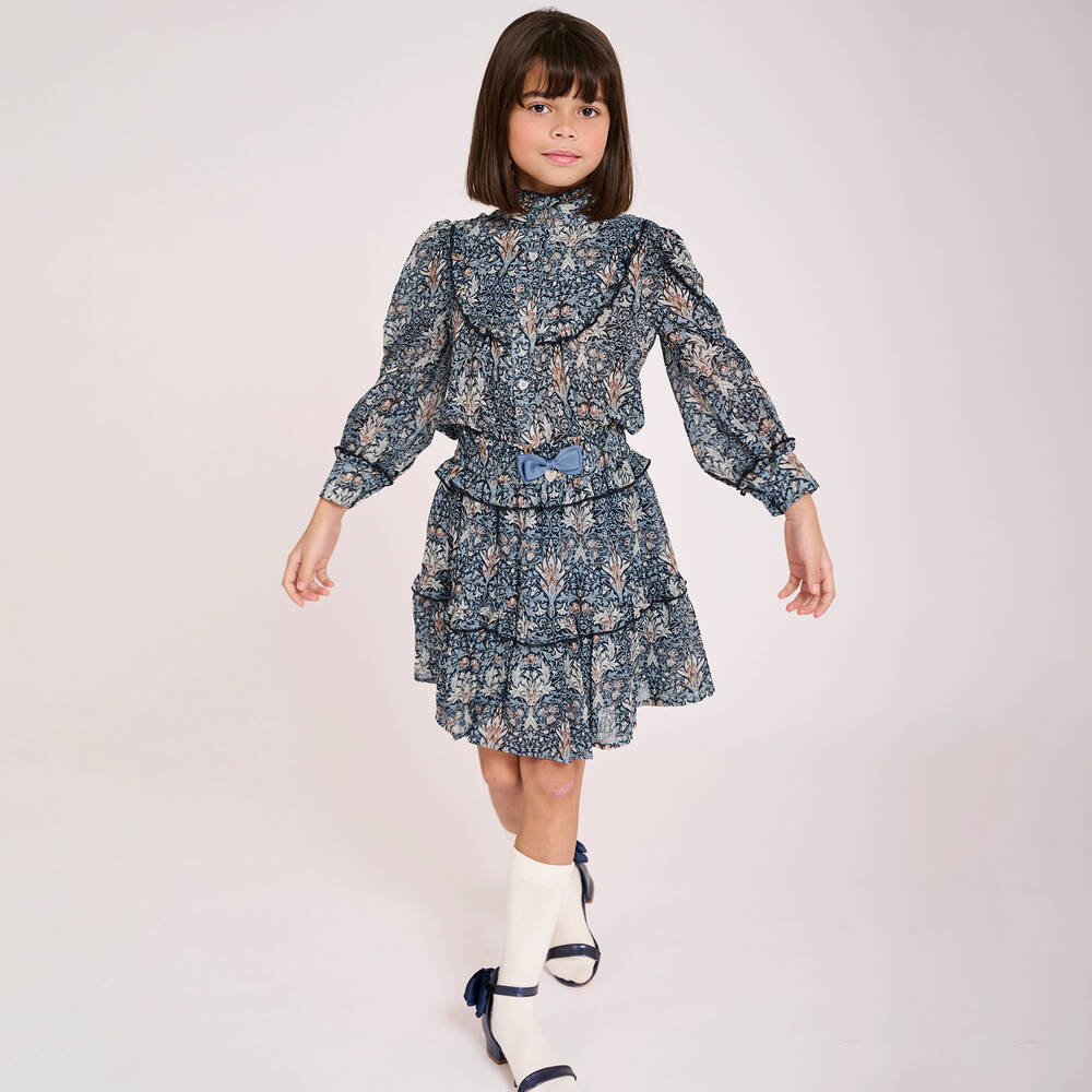 Angel's Face-Girls Blue Floral Chiffon Blouse | Childrensalon Outlet