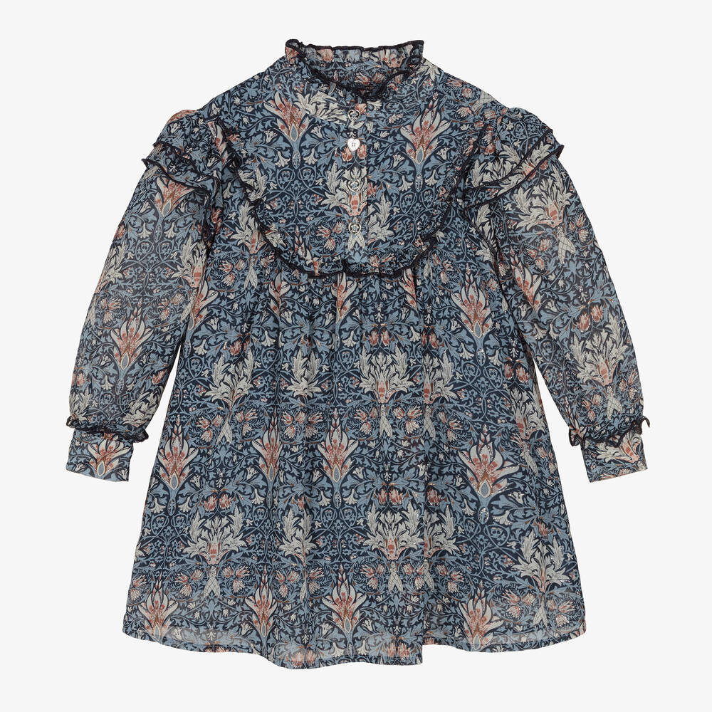 Angel's Face-Girls Blue Floral Chiffon Ruffle Dress | Childrensalon Outlet