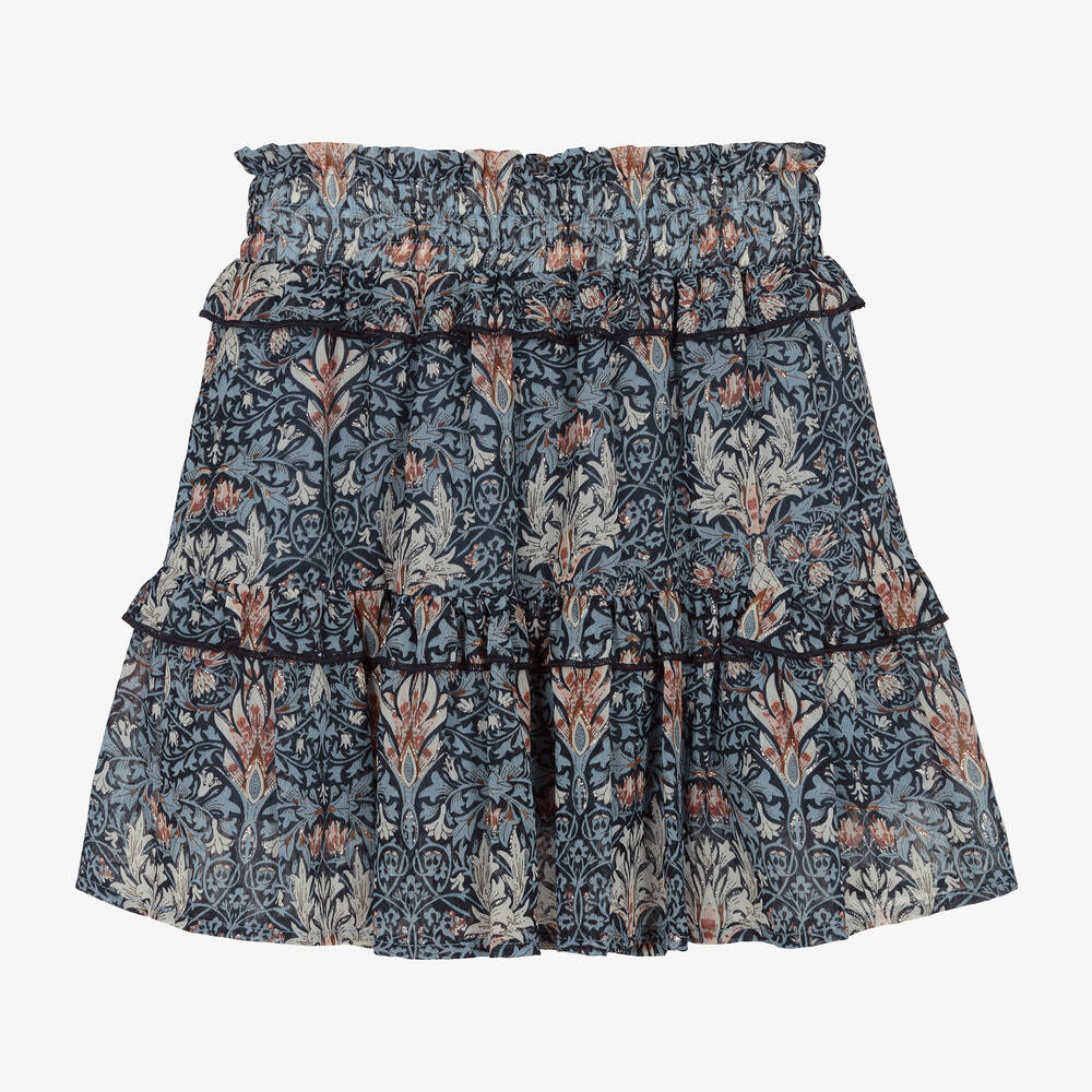 Angel's Face-Girls Blue Floral Chiffon Tiered Skirt | Childrensalon Outlet