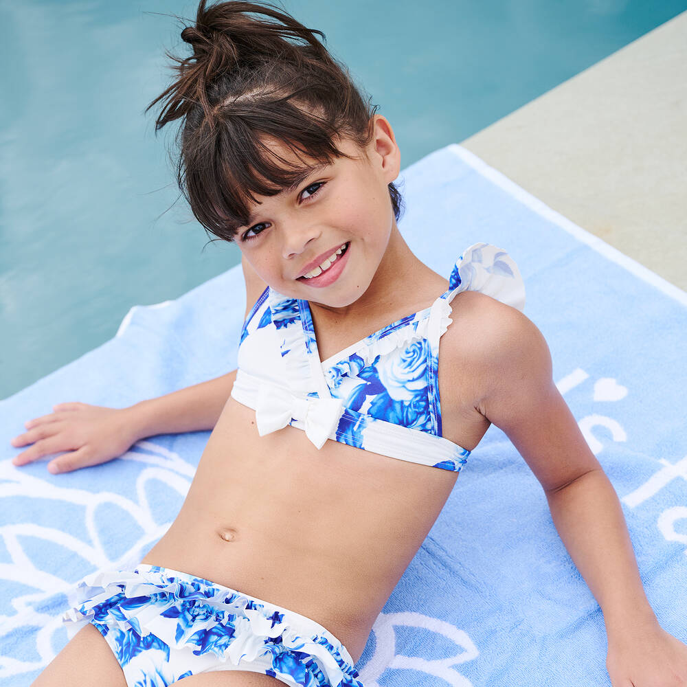 Angel s Face Girls Blue Floral Frills Bikini UPF50