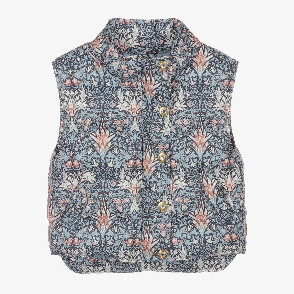 Angel's Face-Girls Blue Floral Padded Gilet | Childrensalon Outlet
