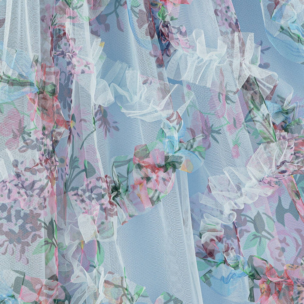 Angel's Face-Girls Blue Floral Print Tulle Dress | Childrensalon Outlet