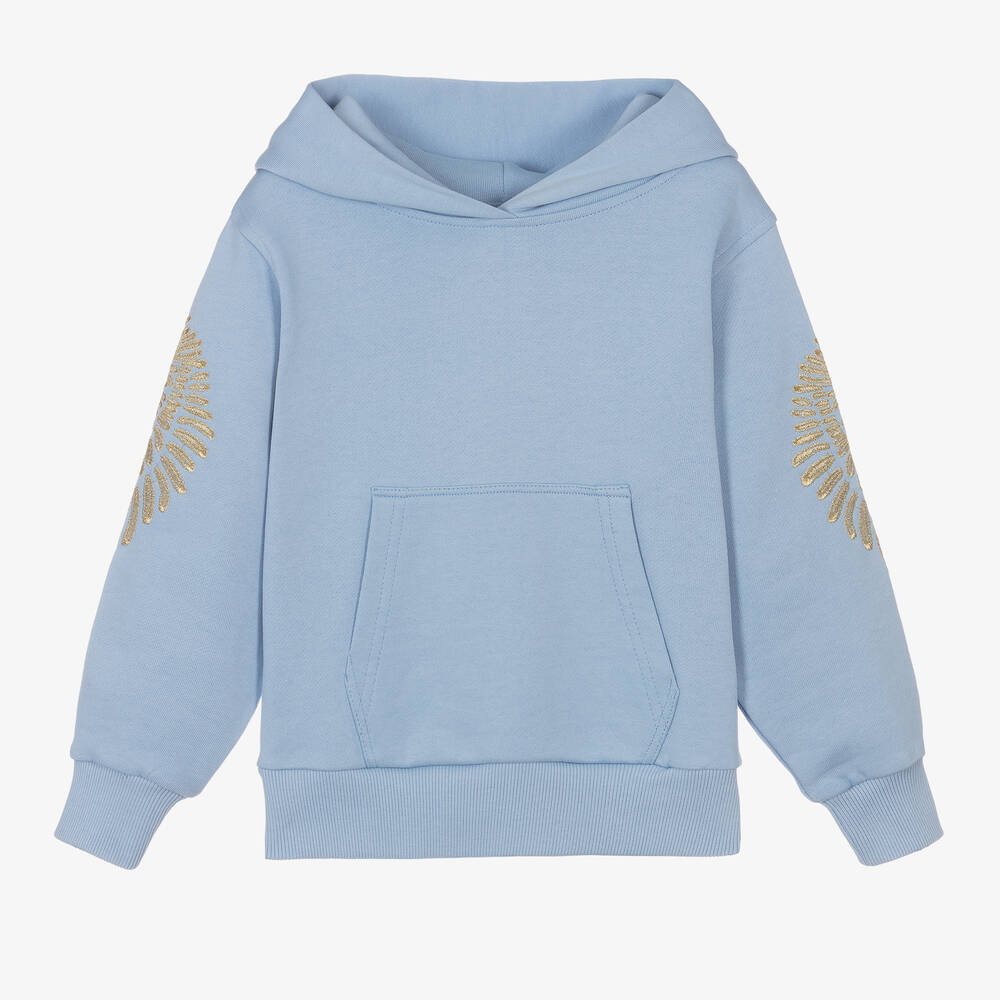 Angel's Face - Girls Blue & Golden Wings Hoodie | Childrensalon