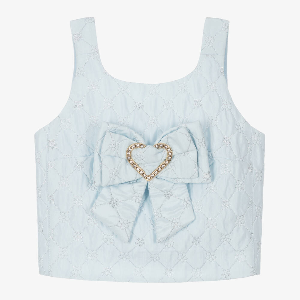 Angel's Face-Girls Blue Jacquard Flower Top | Childrensalon Outlet