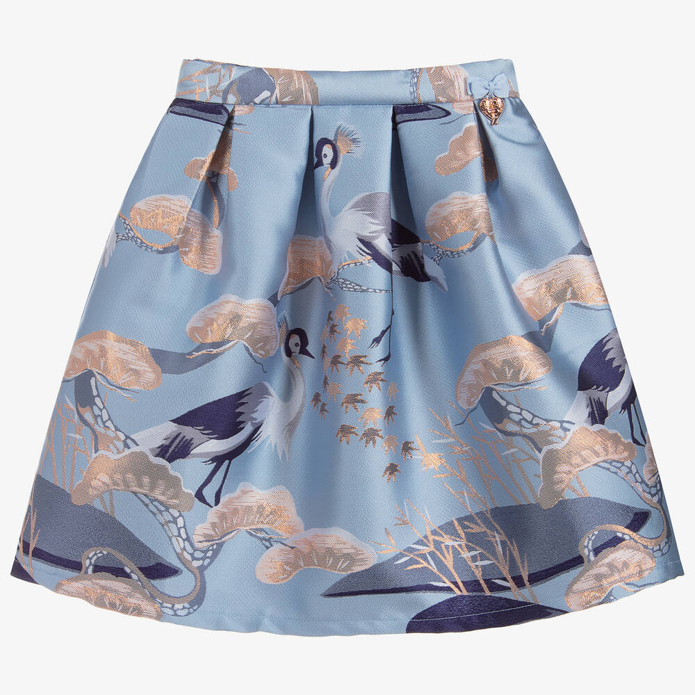 Angel's Face - Girls Blue Jacquard Skirt | Childrensalon