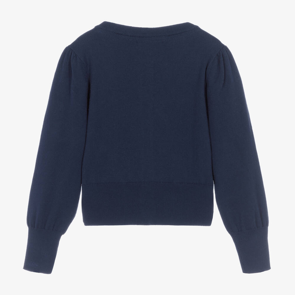 Angel's Face-Синий трикотажный кардиган с рюшами | Childrensalon Outlet