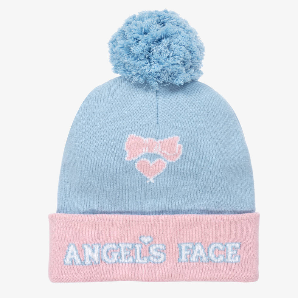 Angel's Face - Girls Blue & Pink Beanie Hat | Childrensalon