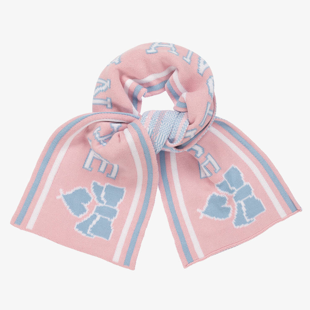 Angel's Face - Girls Blue & Pink Cotton Scarf | Childrensalon