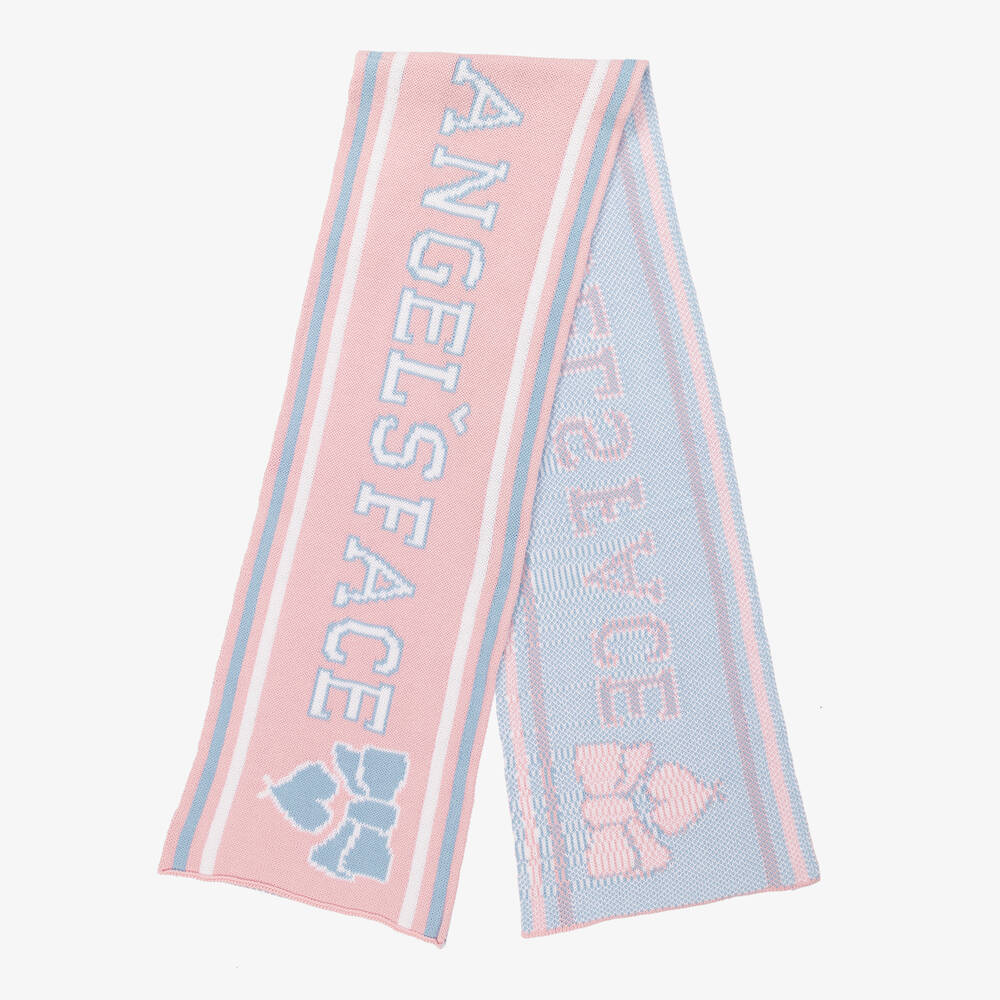 انجلز فيس-سكارف قطن محبوك لون أزرق وزهري للبنات | Childrensalon Outlet