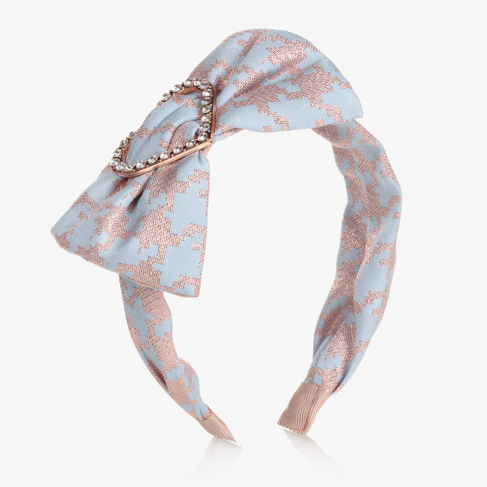 Angel's Face - Girls Blue & Pink Glitter Jacquard Hairband | Childrensalon