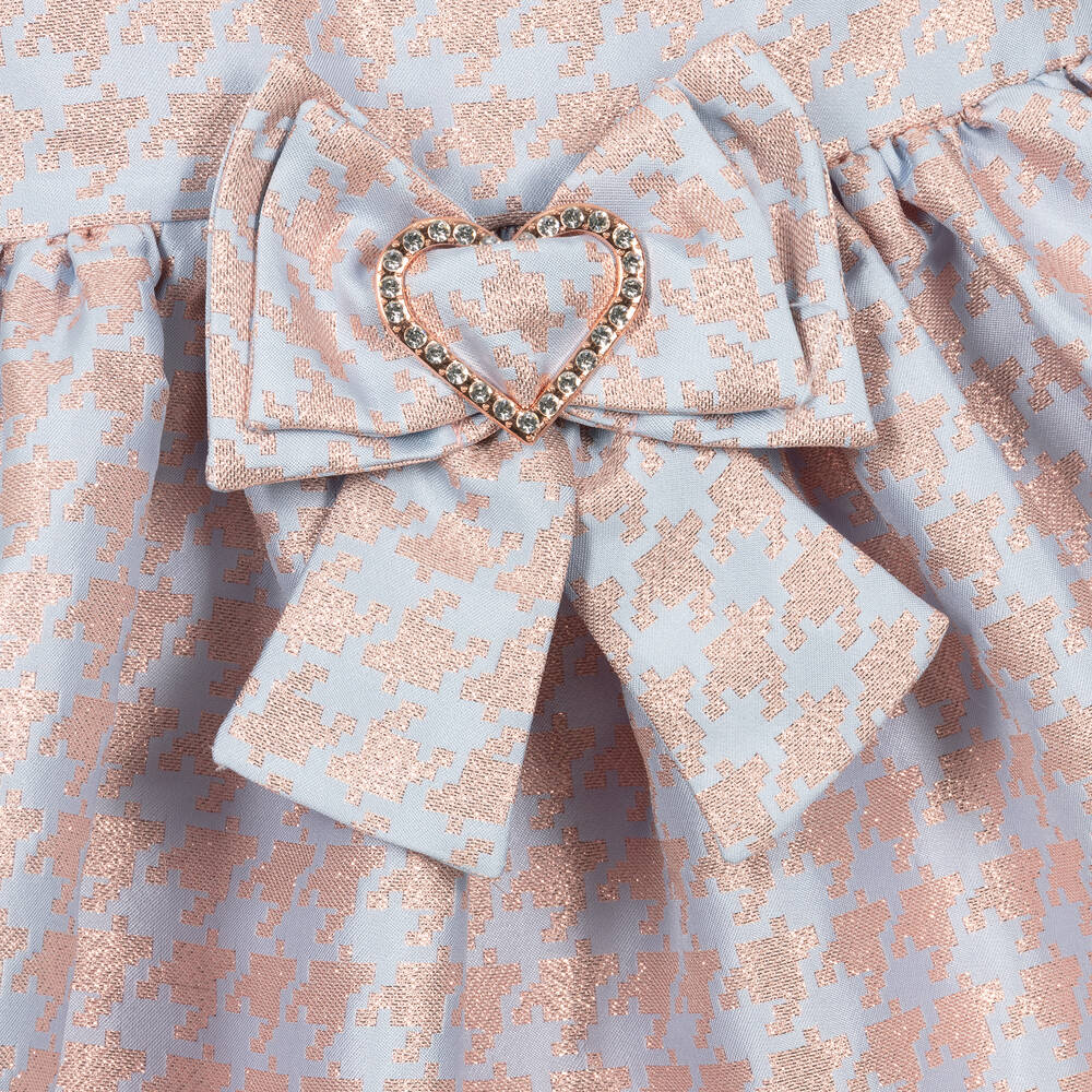 انجلز فيس-فستان جاكارد لون أزرق وزهري | Childrensalon Outlet