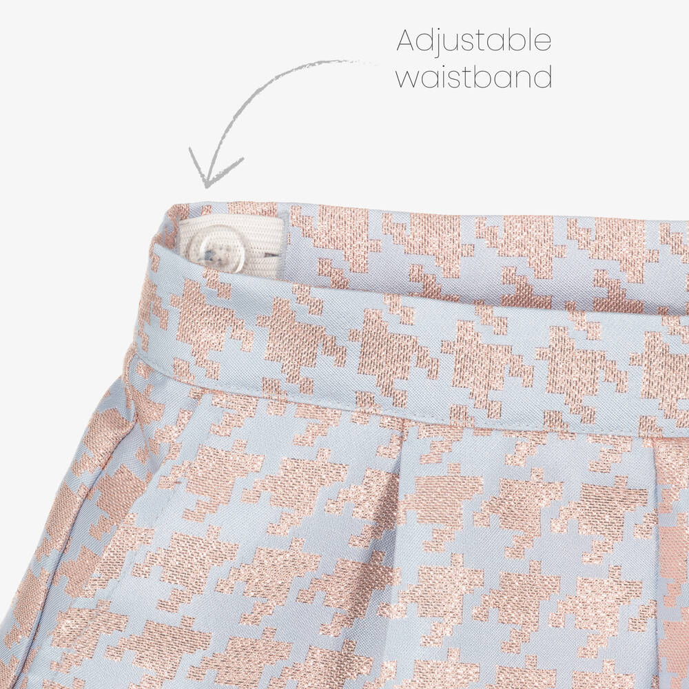 Angel's Face-شورت جاكارد كاروهات لون أزرق وزهري للبنات | Childrensalon Outlet