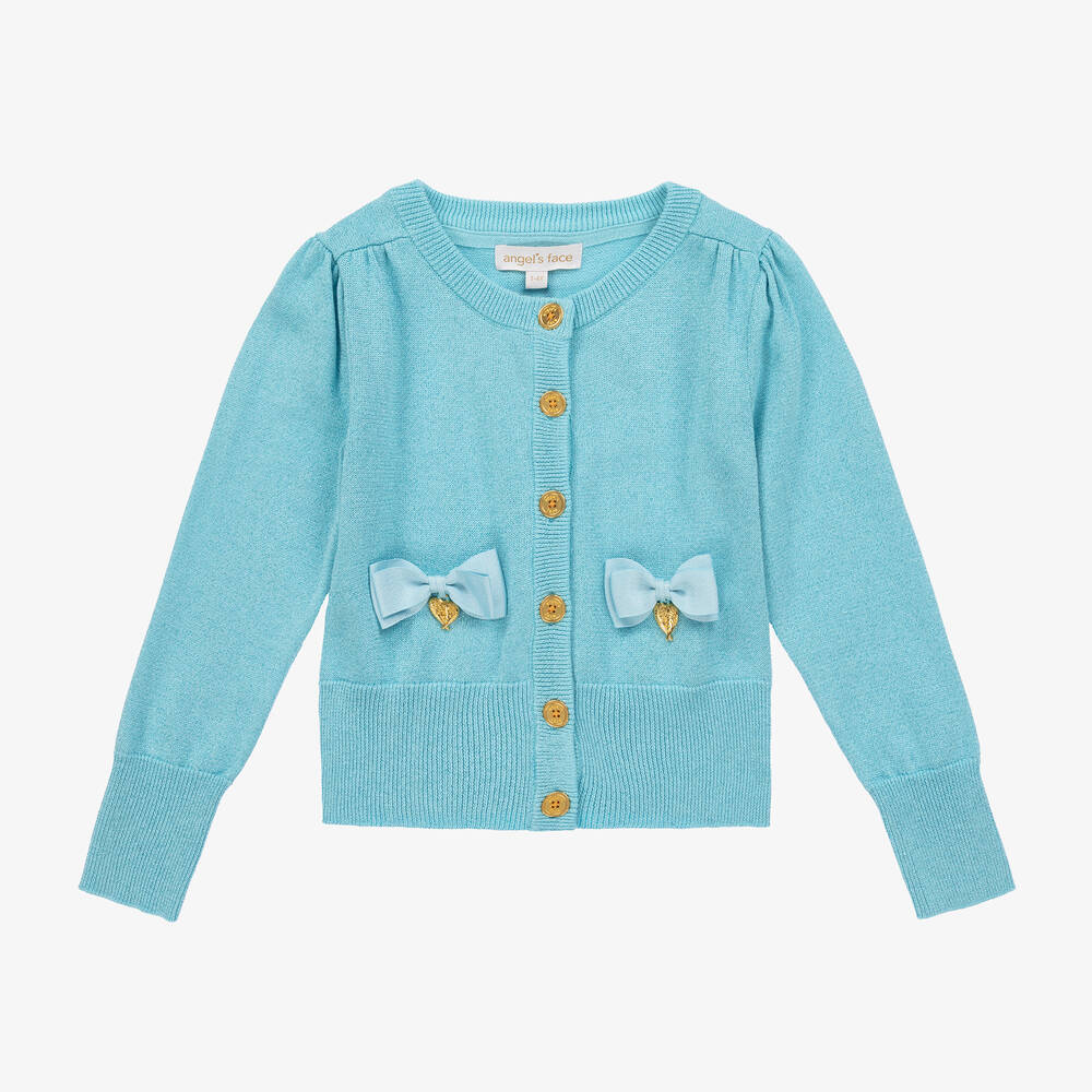 Angel's Face - Blaue Strickjacke mit Glitzer  | Childrensalon