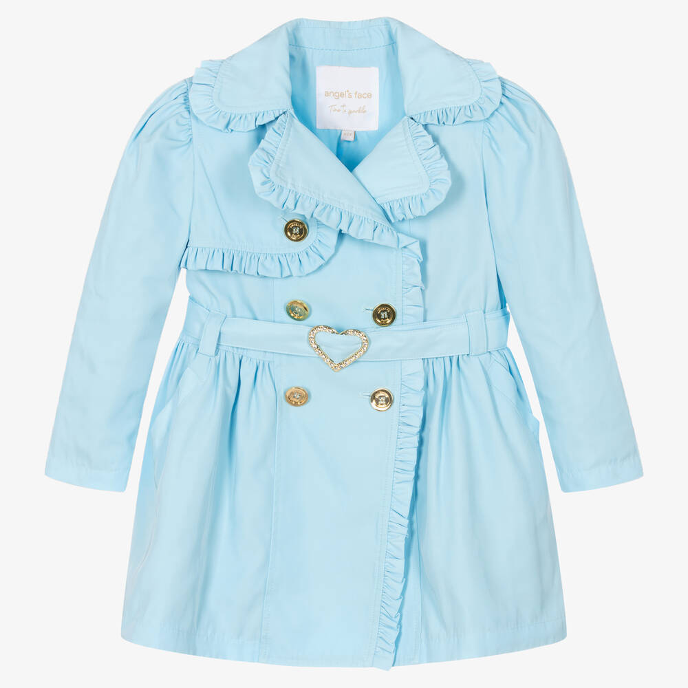 Angel's Face - Girls Blue Trench Coat | Childrensalon