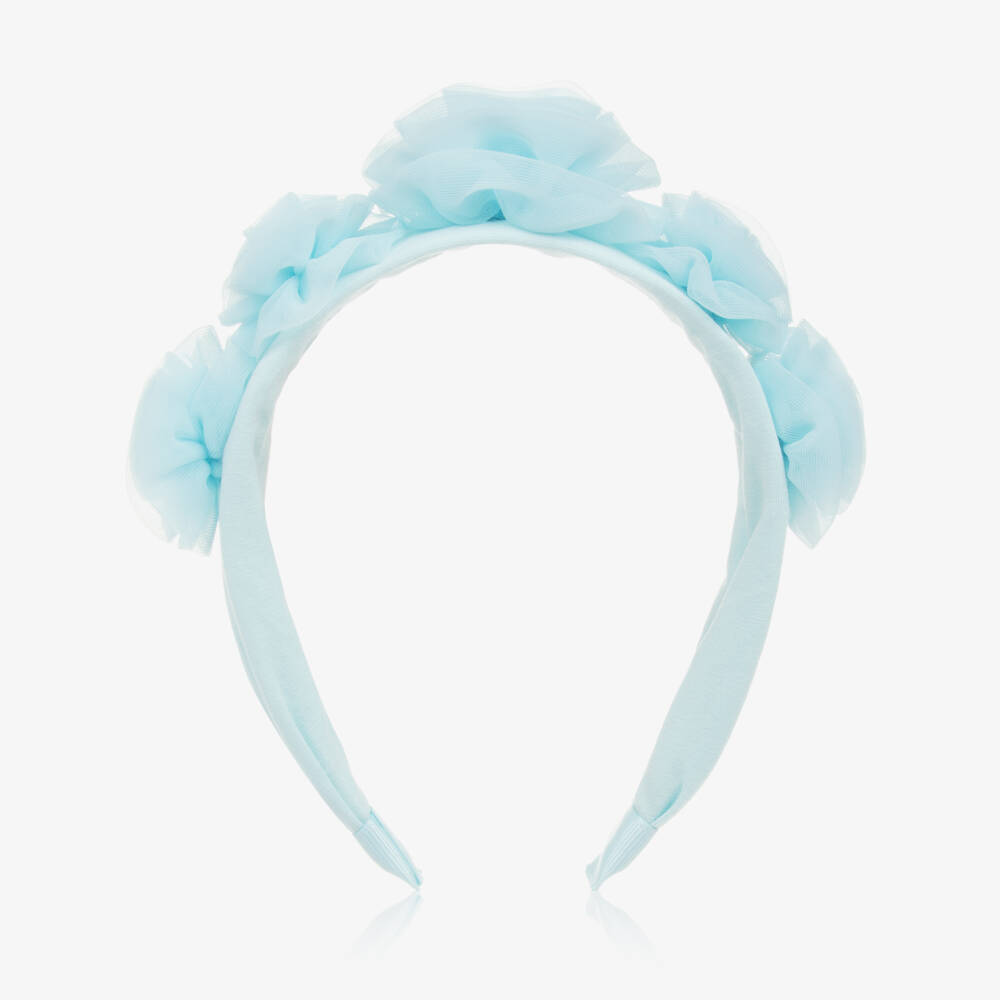 Angel's Face-Girls Blue Tulle Flower Hairband | Childrensalon Outlet