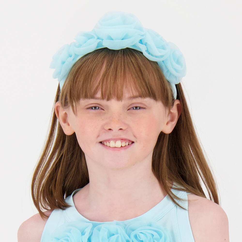 Angel's Face-Girls Blue Tulle Flower Hairband | Childrensalon Outlet