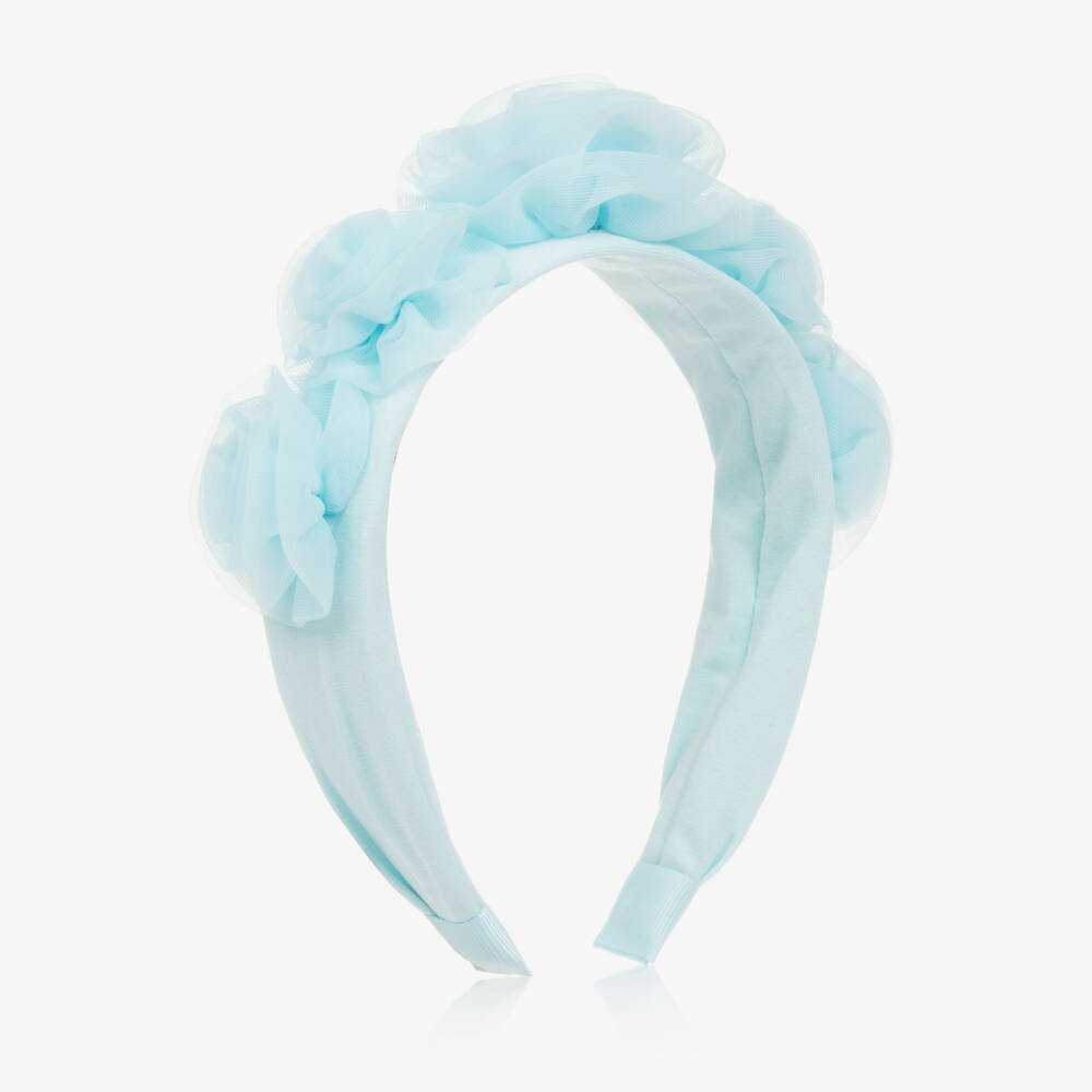 Angel's Face-Girls Blue Tulle Flower Hairband | Childrensalon Outlet
