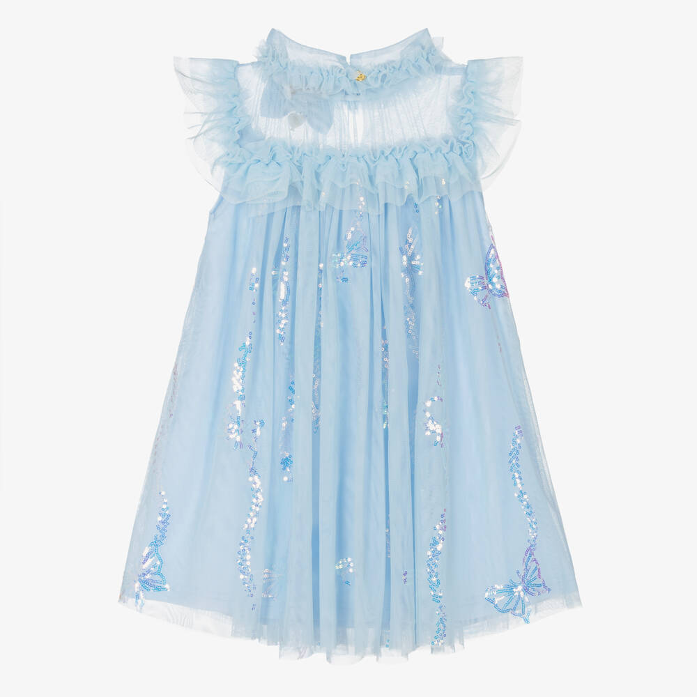 Angel's Face-Girls Blue Tulle Sequin Butterfly Dress | Childrensalon Outlet