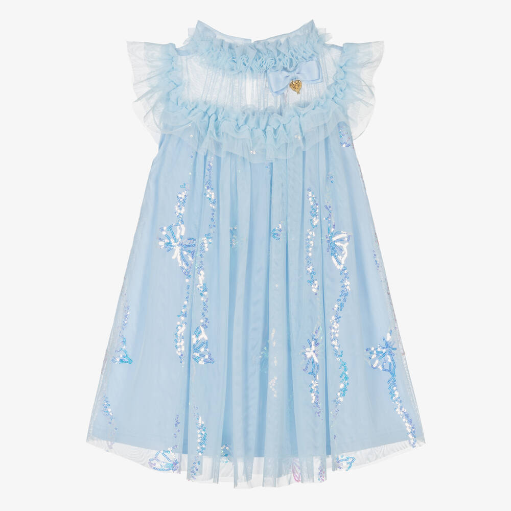Angel's Face-Girls Blue Tulle Sequin Butterfly Dress | Childrensalon Outlet