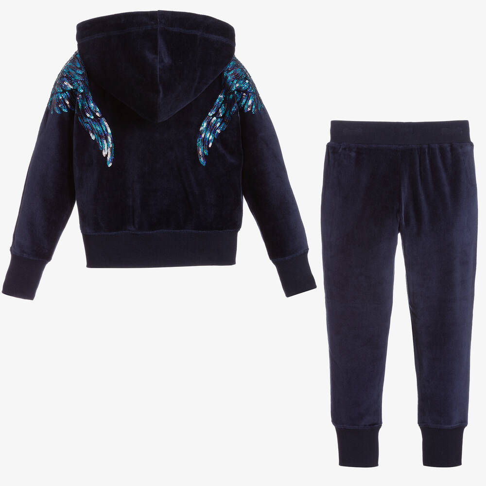 Angel's Face-Girls Blue Velour Tracksuit | Childrensalon Outlet