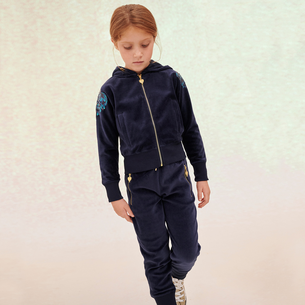 Girls navy blue tracksuit new arrivals