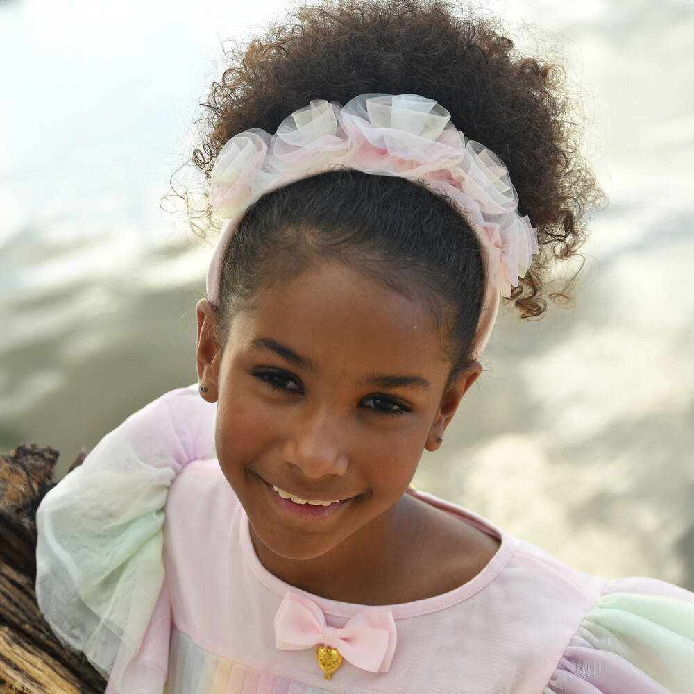 Angel's Face-Girls Blush Floral Rainbow Headpiece | Childrensalon Outlet