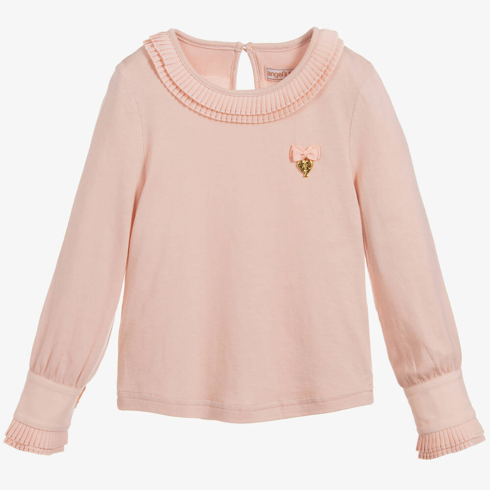 Angel's Face - Girls Blush Pink Cotton Top | Childrensalon