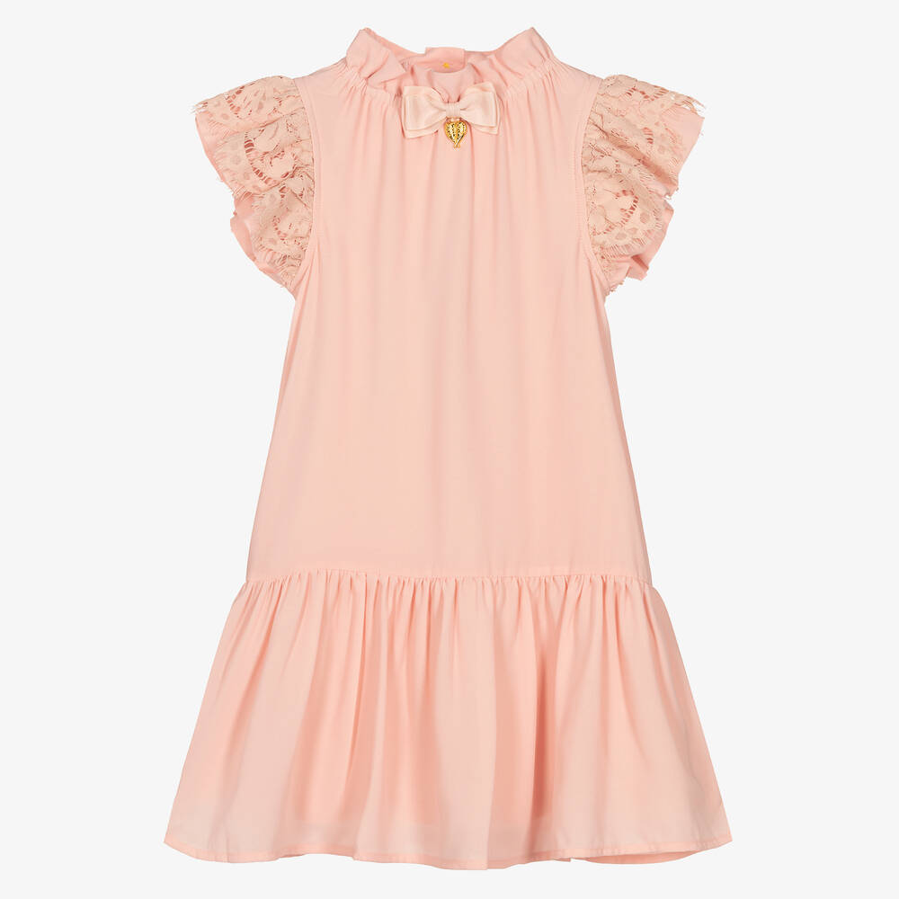 Angel's Face - Girls Blush Pink Lace Trim Dress | Childrensalon