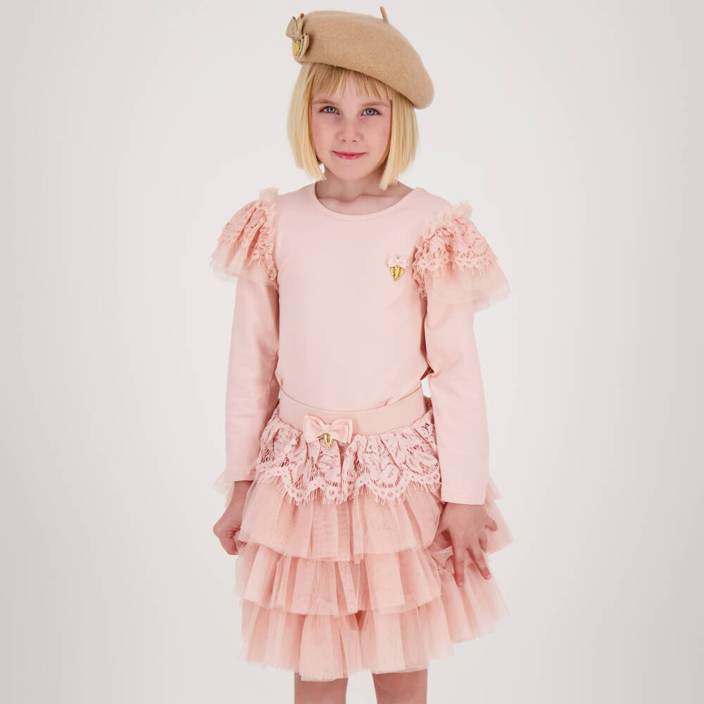 Angel's Face-Girls Blush Pink Lace & Tulle Skirt | Childrensalon Outlet