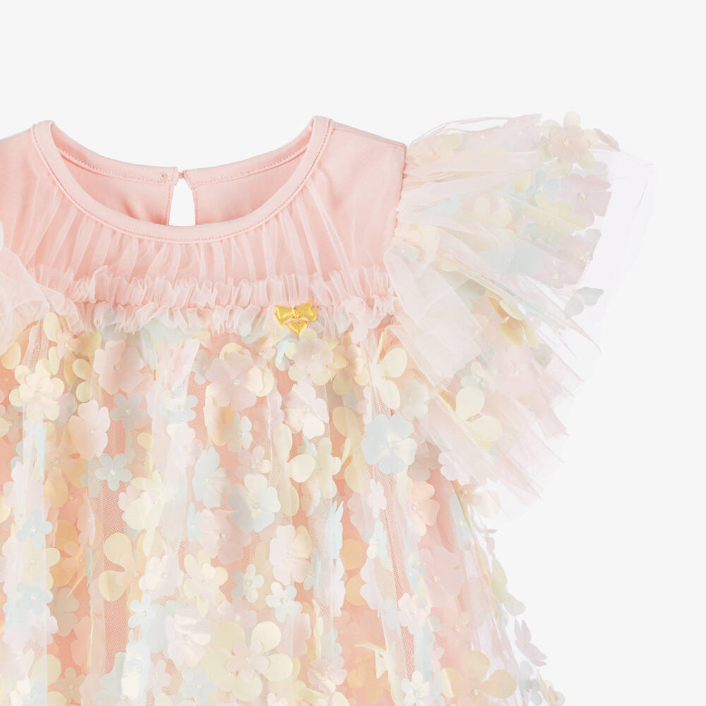 Angel's Face-Платье с 3D цветами розовое для девочек | Childrensalon Outlet