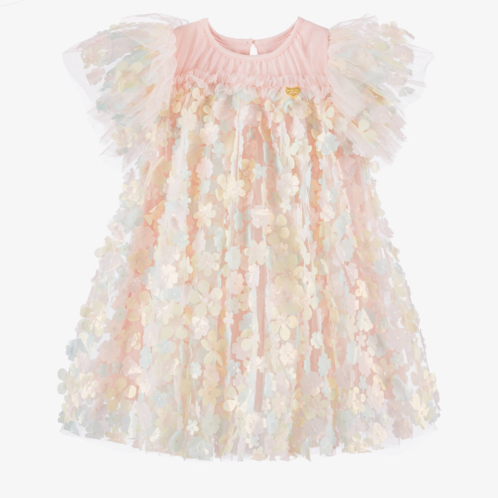 Angel's Face-Платье с 3D цветами розовое для девочек | Childrensalon Outlet