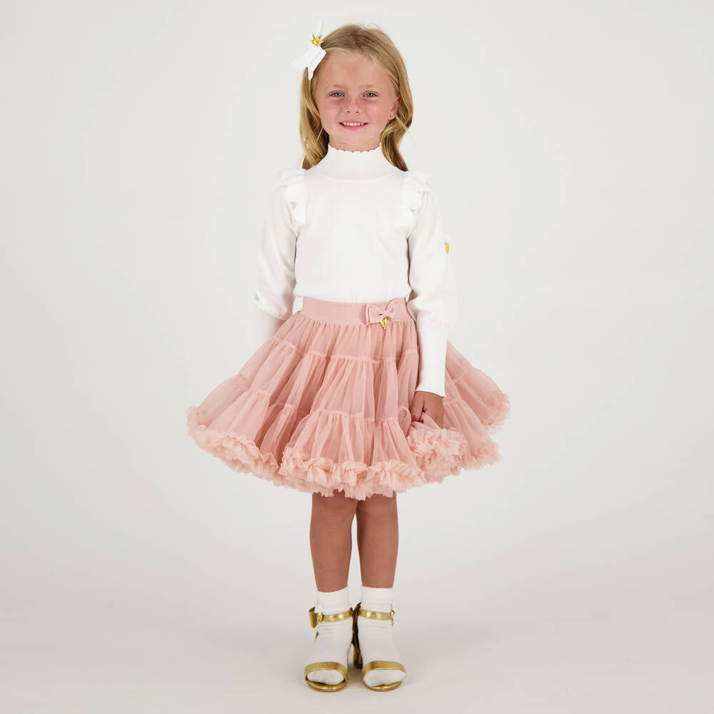 Angel's Face-Girls Blush Pink Tulle Tutu Skirt with Logo Bow | Childrensalon Outlet