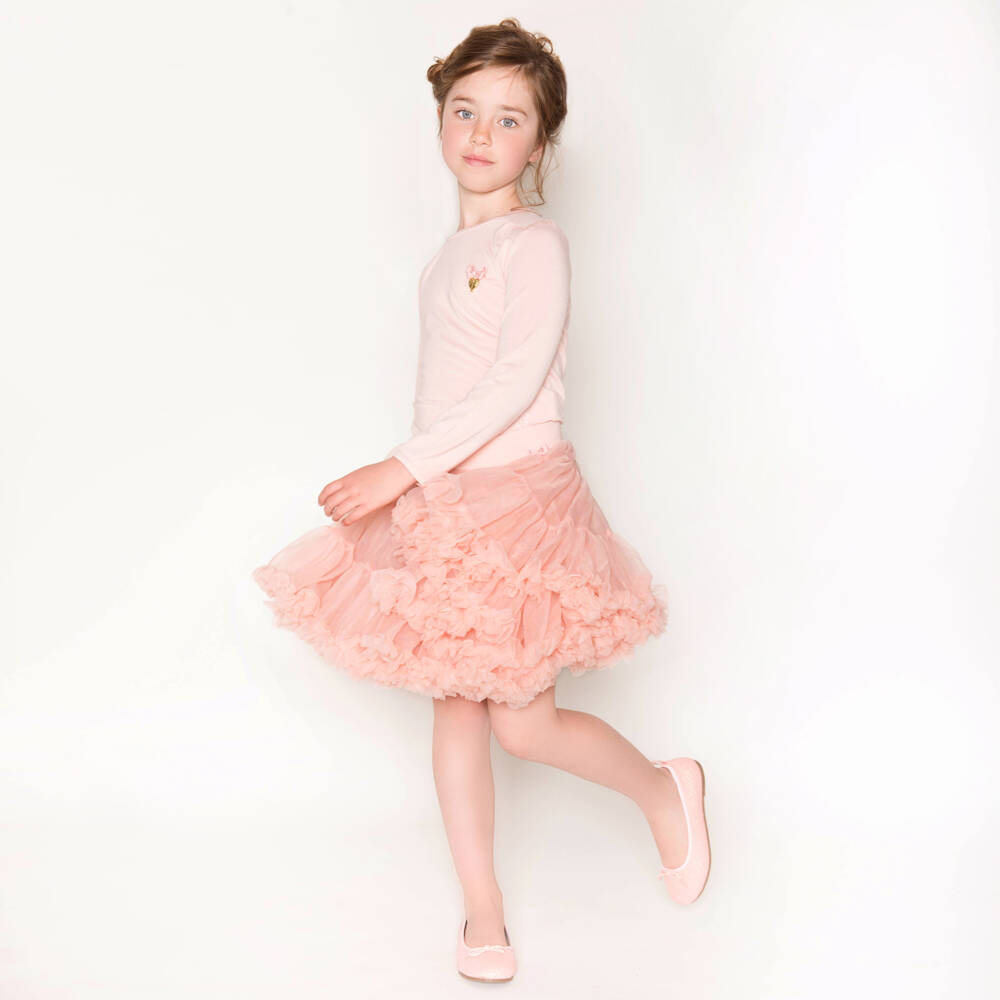 Angel's Face-Girls Blush Pink Tulle Tutu Skirt with Logo Bow | Childrensalon Outlet