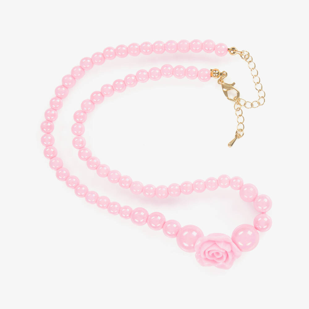 Angel's Face-Girls Blush Rose Bead Necklace | Childrensalon Outlet