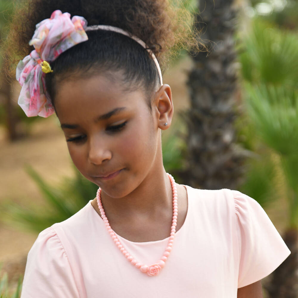 Angel's Face-Girls Blush Rose Bead Necklace | Childrensalon Outlet