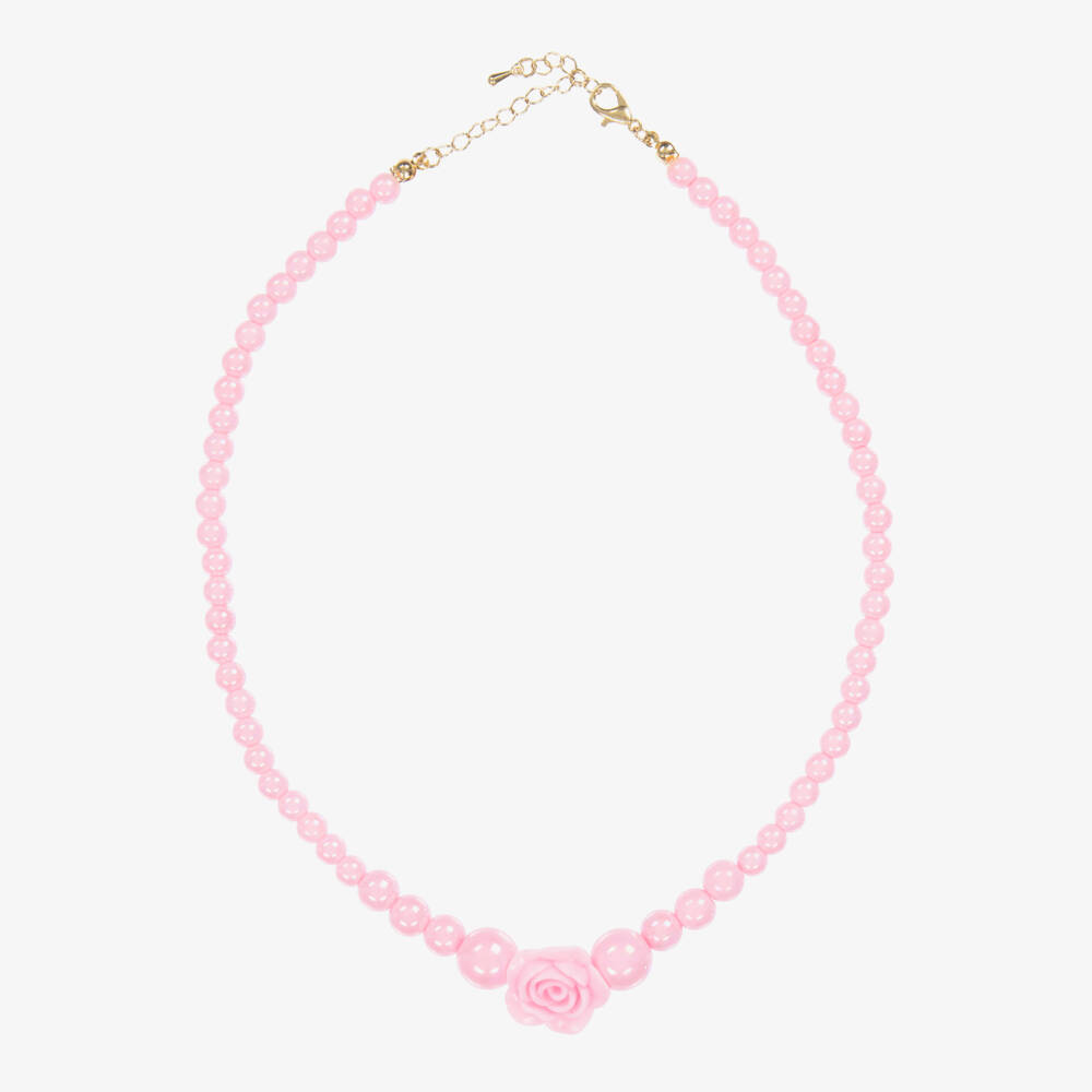 Angel's Face-Girls Blush Rose Bead Necklace | Childrensalon Outlet