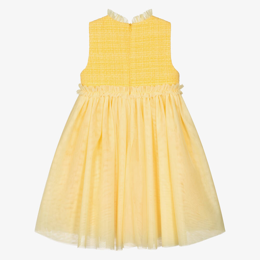 Angel's Face-Girls Bright Yellow Shimmery Tweed & Tulle Dress | Childrensalon Outlet