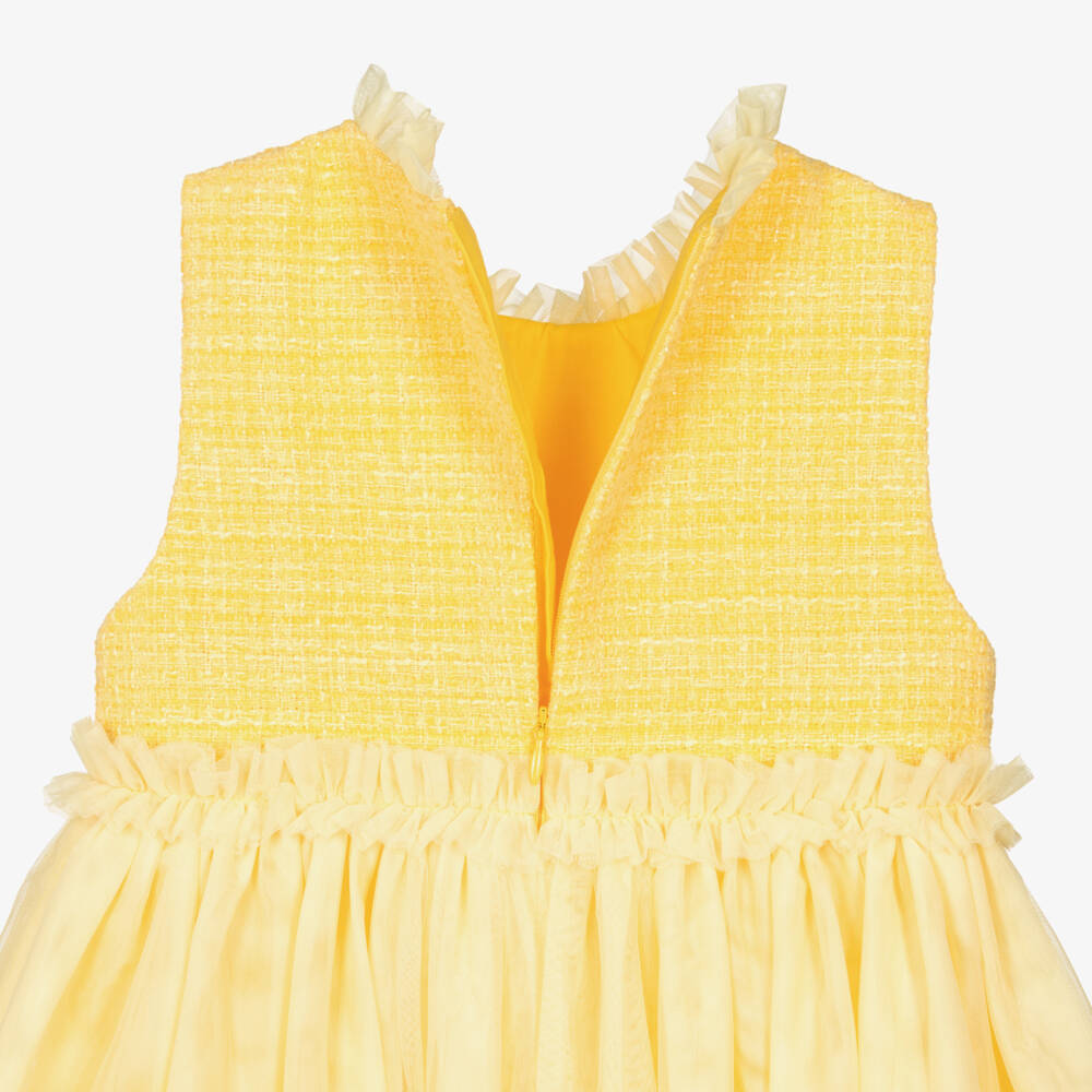 Angel's Face-Girls Bright Yellow Shimmery Tweed & Tulle Dress | Childrensalon Outlet