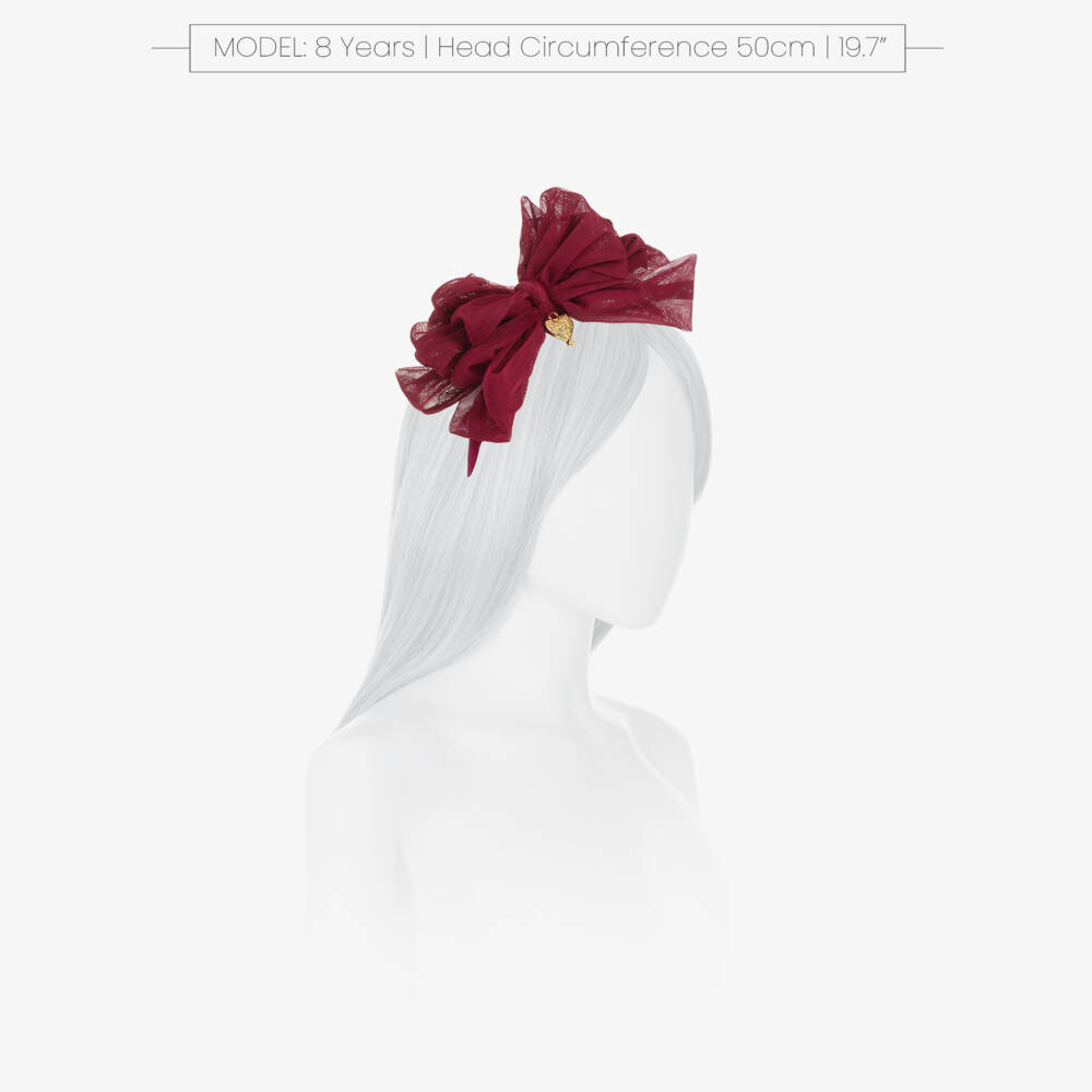 Angel's Face-Girls Burgundy Red Tulle Bow Hairband | Childrensalon Outlet