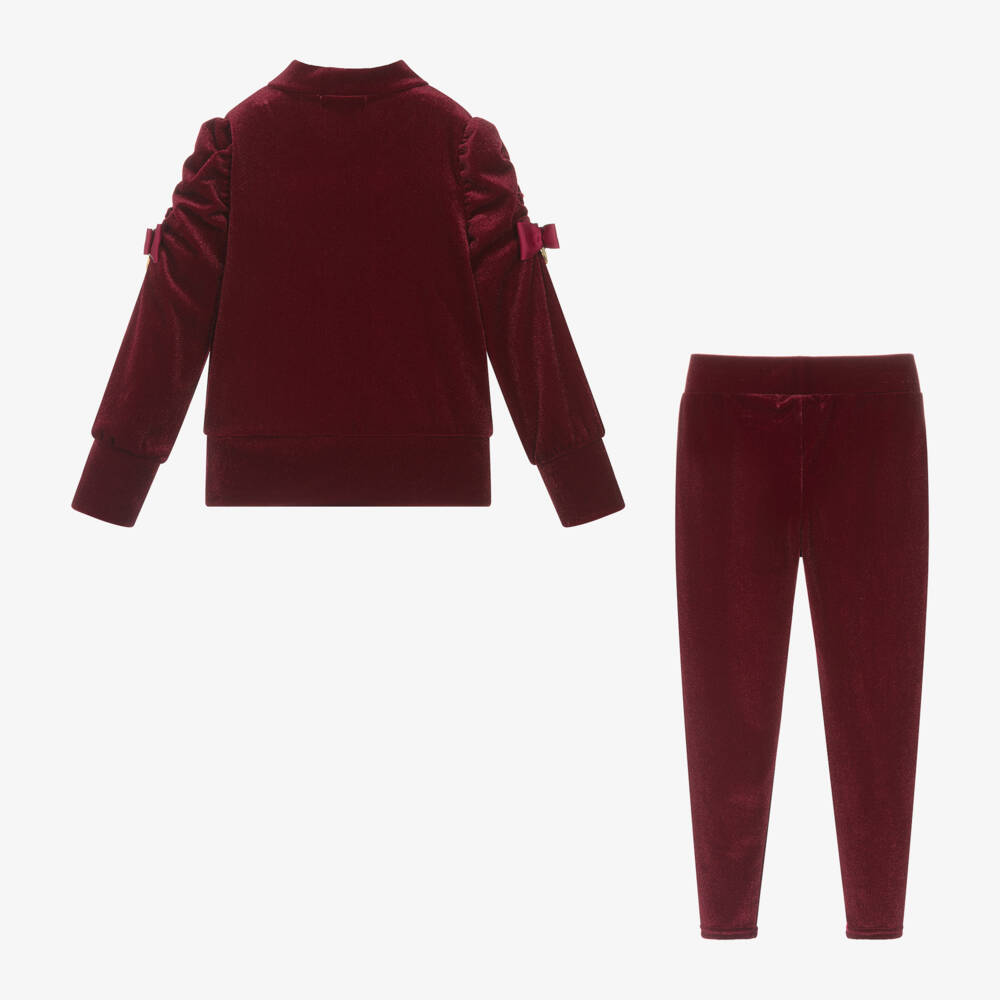 Angel's Face-Girls Burgundy Velour Outfit Set | Childrensalon Outlet