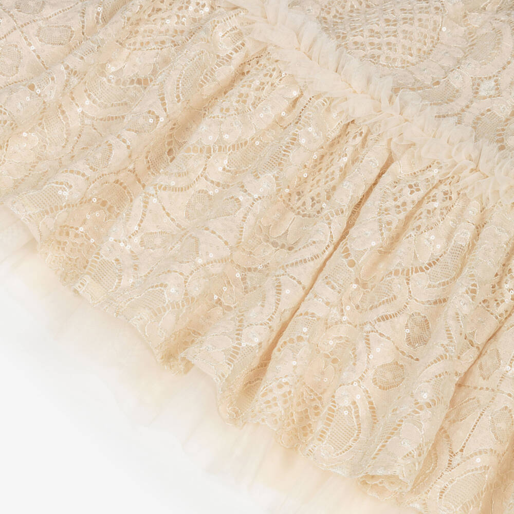 Angel's Face-Girls Champagne Lace & Sequin Strappy Dress | Childrensalon Outlet