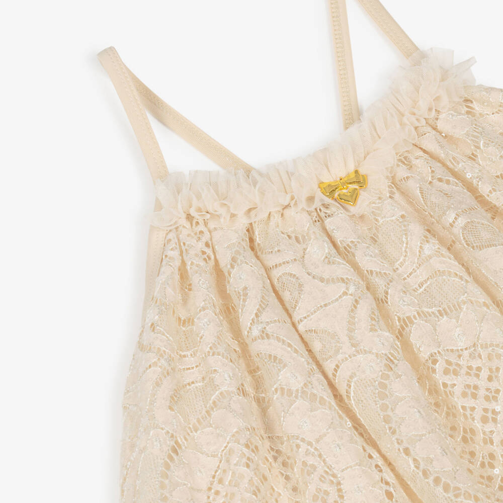 Angel's Face-Girls Champagne Lace & Sequin Strappy Dress | Childrensalon Outlet